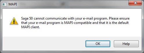 Email MAPI Error in Sage